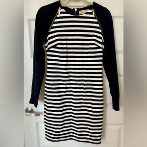 Michael Kors Navy and White Striped Knit Dress